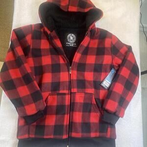 Street Rules Kids 14/16 Fleece Lined Buffalo Plaid Red Black Zip Up Hoodie NWT
